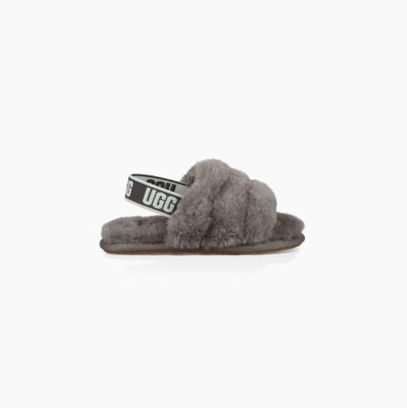 UGG Fluff Yeah Deep Grey Slides for Kids (ZPCY02179)